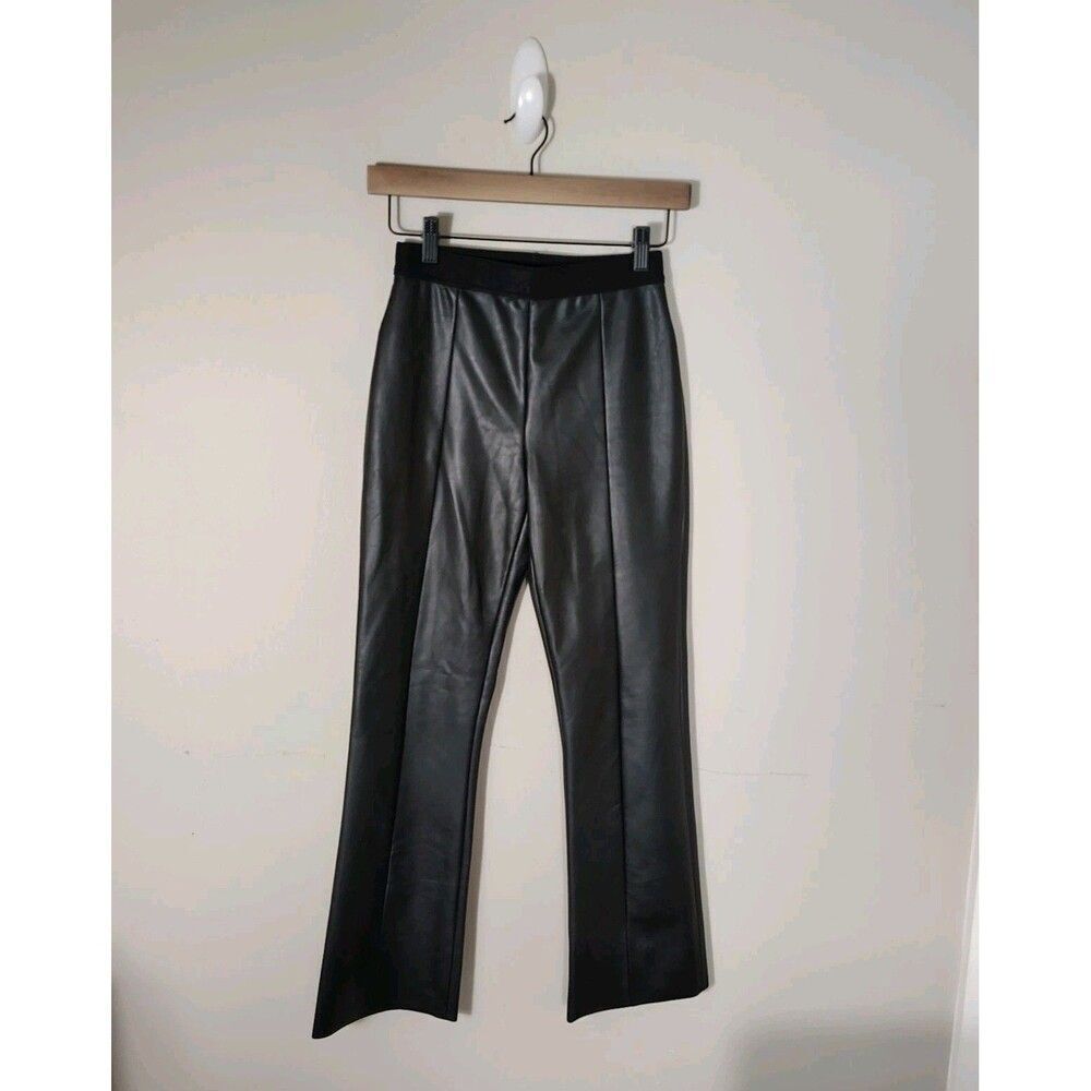 Wolford Womens Black Vegan Leather Crop Flare Pants Size 4 High Rise Minimalist - Picture 13 of 14
